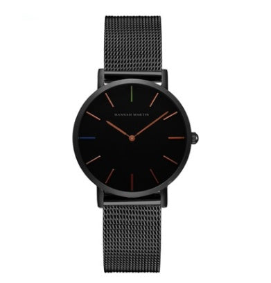 Hannah Martin Women's Mesh Watch - 36mm Japan Quartz Rose Gold Waterproof