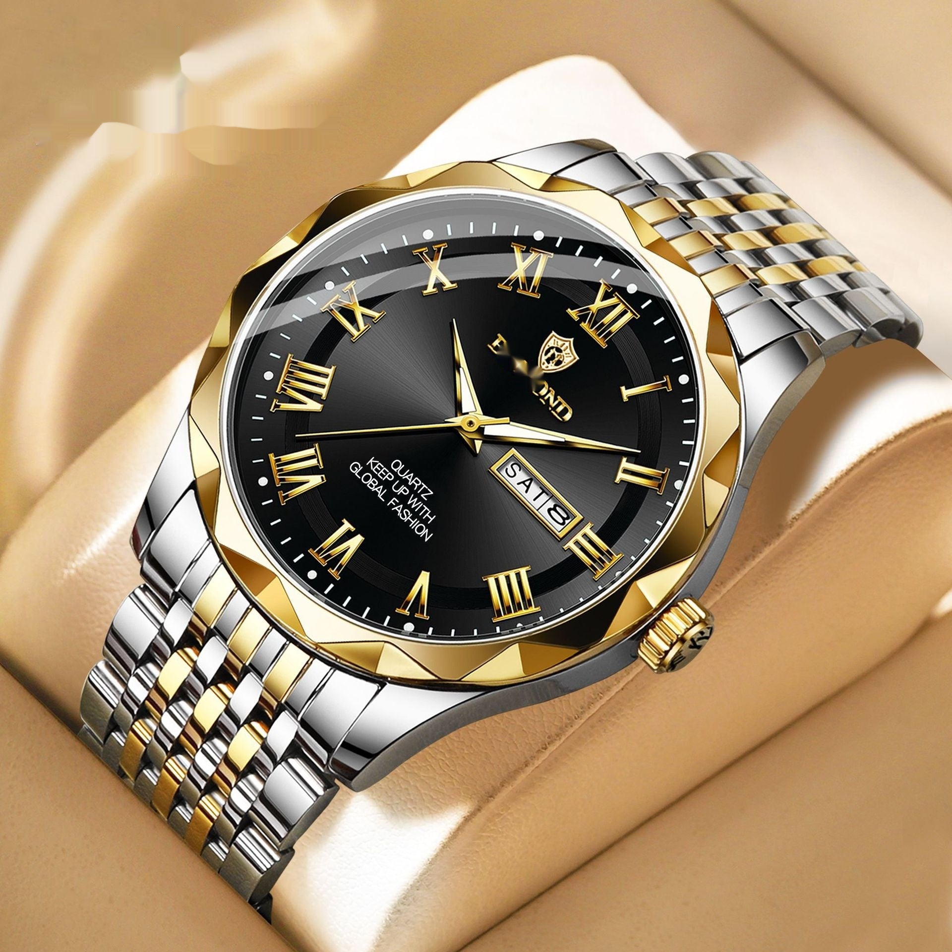 Executive Day-Date Calendar Watch - Waterproof Business Quartz