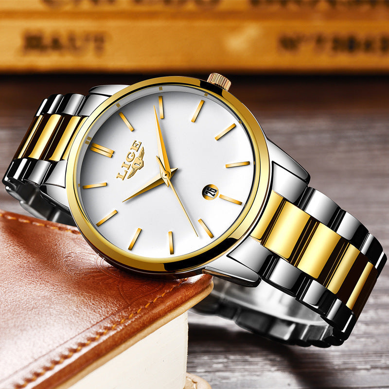 Classic Three-Hand Waterproof Quartz Watch - Timeless Elegance