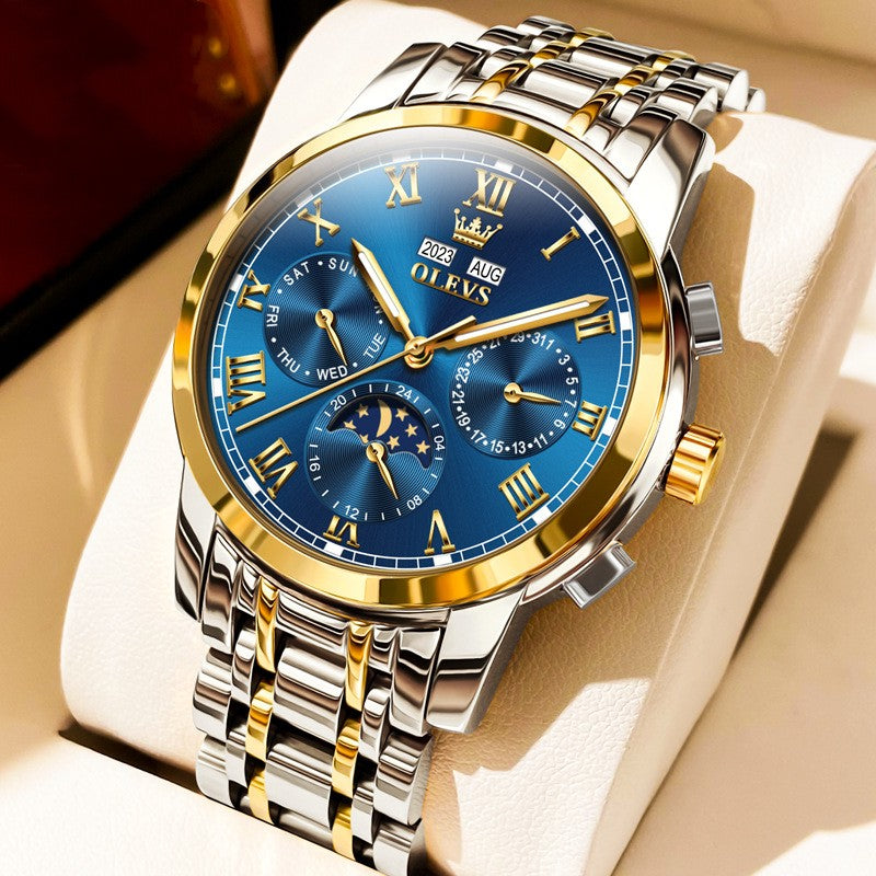 Moon Phase Automatic Mechanical Watch - Multifunctional Waterproof Timepiece