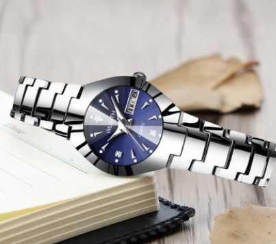 Tungsten Steel Finish Watch - Modern Waterproof Quartz
