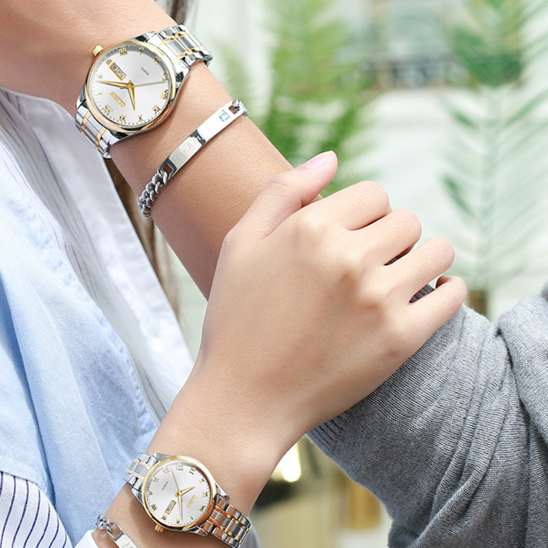 Couple's Watch Pair Luminous Calendar - His & Hers Waterproof Matching Set