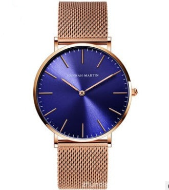 Hannah Martin Women's Mesh Watch - 36mm Japan Quartz Rose Gold Waterproof