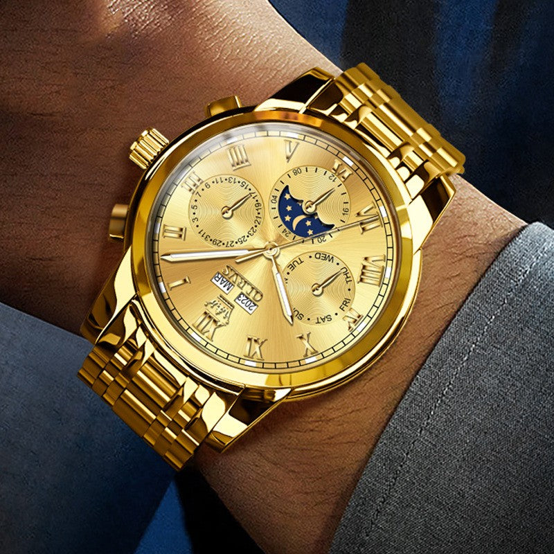Moon Phase Automatic Mechanical Watch - Multifunctional Waterproof Timepiece