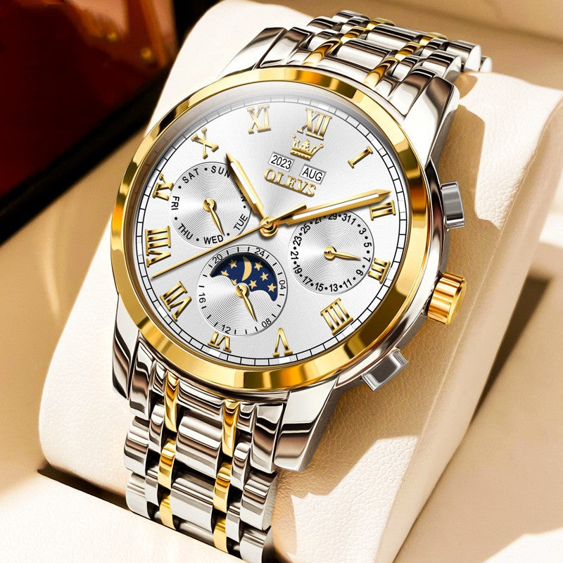 Moon Phase Automatic Mechanical Watch - Multifunctional Waterproof Timepiece