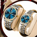 Diamond-Embedded Couple's Watch Pair - Trendy Waterproof Business Set