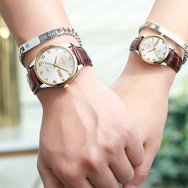 Couple's Watch Pair Luminous Calendar - His & Hers Waterproof Matching Set