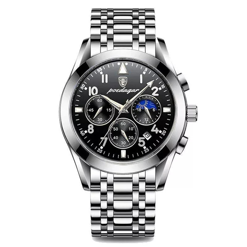 Multifunction Moon Phase Watch - 41mm Waterproof Chronograph Luminous