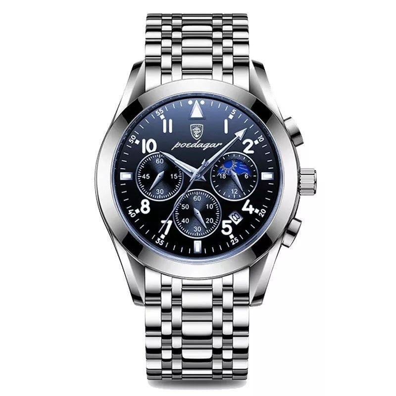 Multifunction Moon Phase Watch - 41mm Waterproof Chronograph Luminous