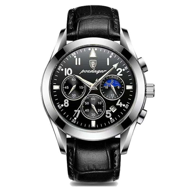 Multifunction Moon Phase Watch - 41mm Waterproof Chronograph Luminous