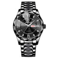 Waterproof Dual Calendar Watch - 43mm Men's Steel Timepiece