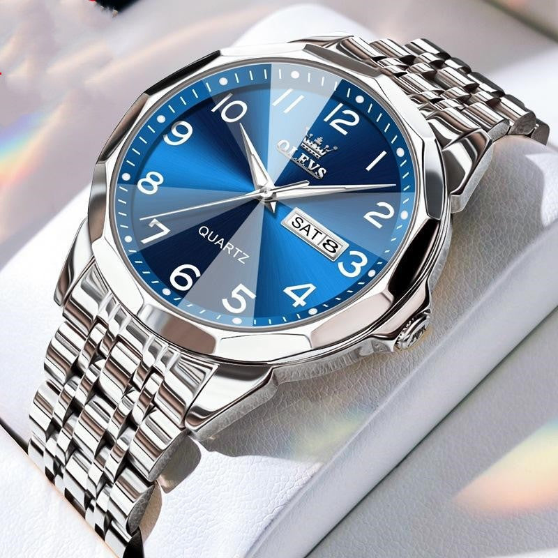 Digital Calendar Quartz Watch - Waterproof with Week Display and Luminous