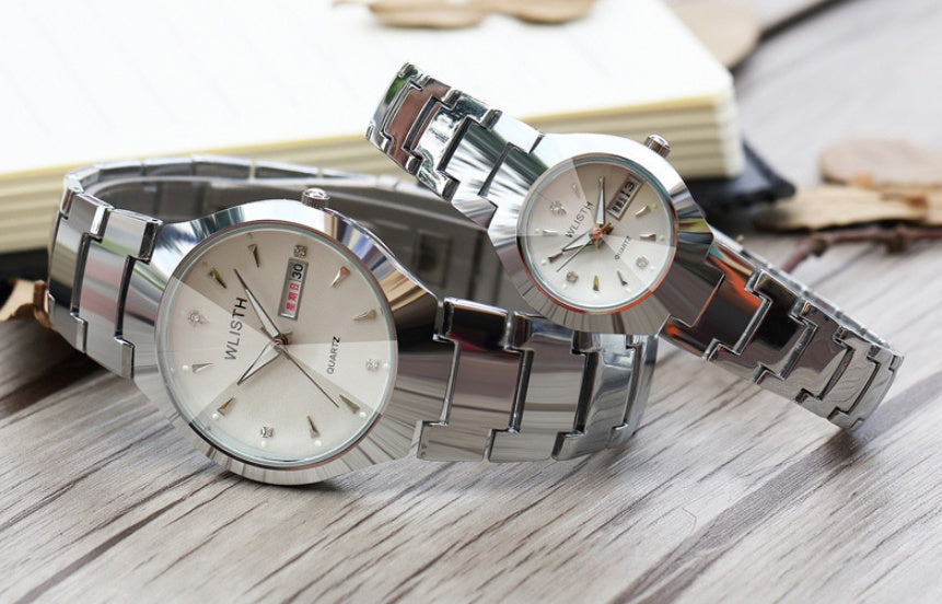 Tungsten Steel Finish Watch - Modern Waterproof Quartz