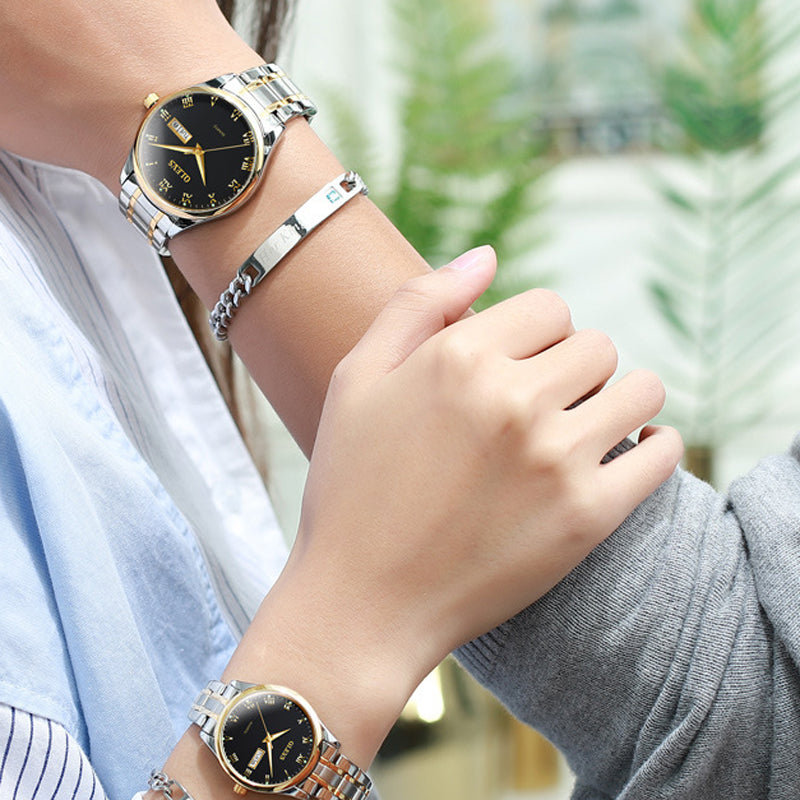 Couple's Watch Pair Luminous Calendar - His & Hers Waterproof Matching Set