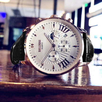 Multifunctional Quartz Watch - 40.5mm with 24-Hour, Calendar, Luminous, Chronograph