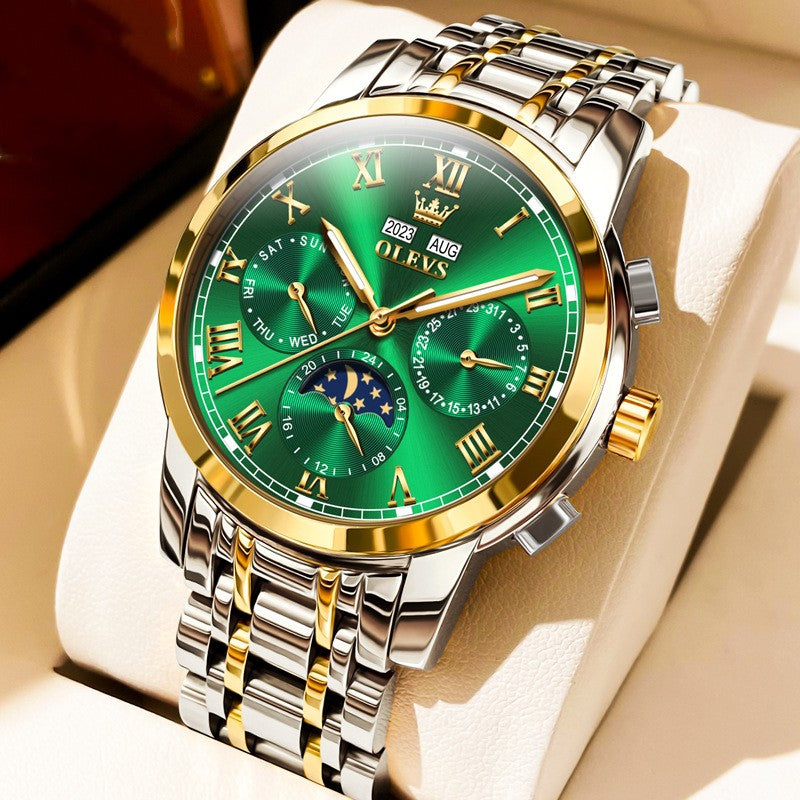 Moon Phase Automatic Mechanical Watch - Multifunctional Waterproof Timepiece