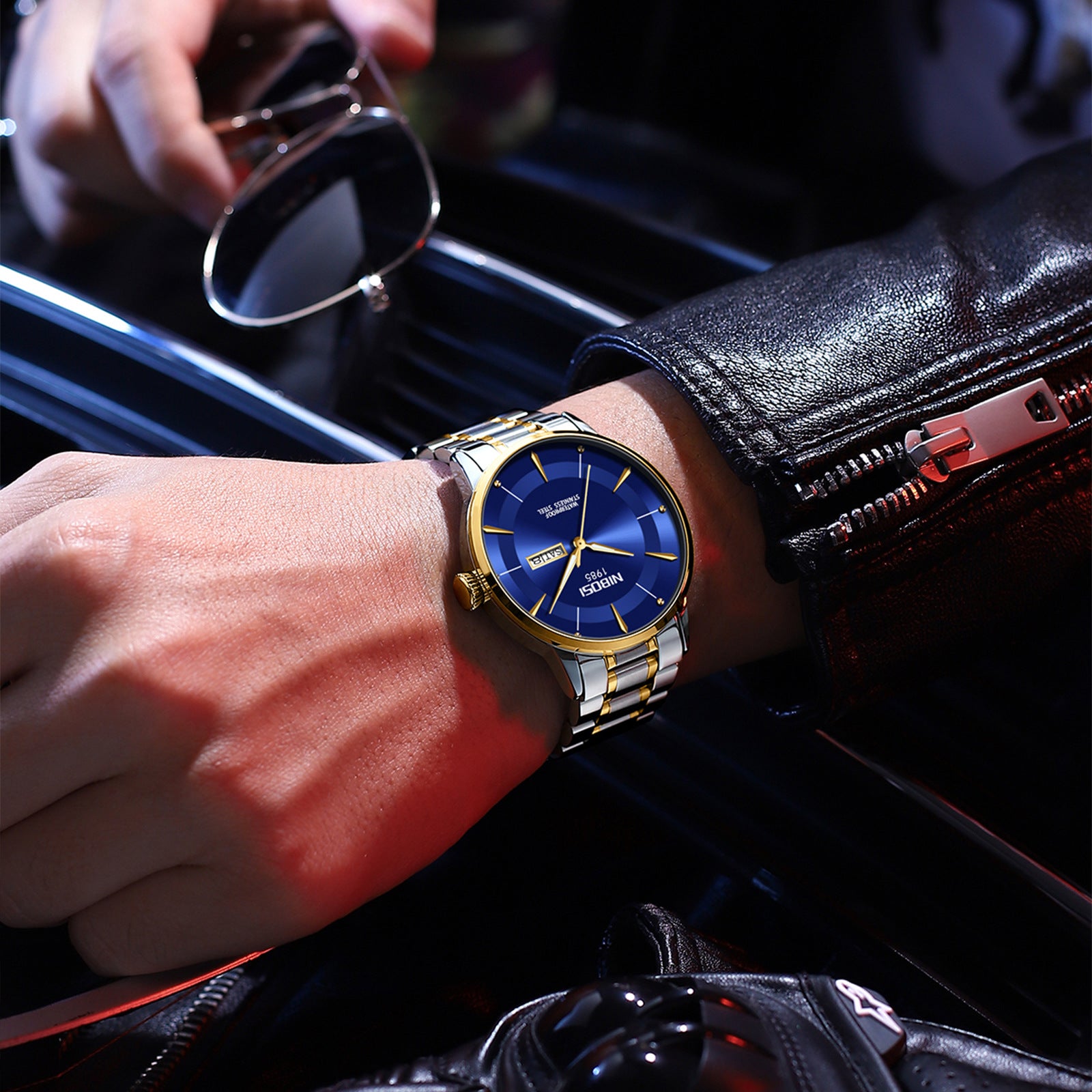 Korean Style Luminous Calendar Watch - 43mm Waterproof Steel Timepiece