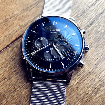 Multifunctional Quartz Watch - 40.5mm with 24-Hour, Calendar, Luminous, Chronograph