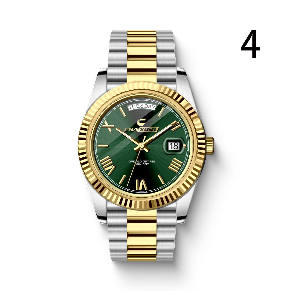 Executive Large Dial Steel Watch - Bold Quartz Timepiece