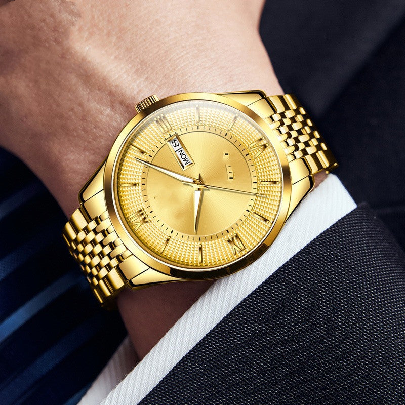 Men's Automatic Mechanical Double Calendar Watch - 41mm Waterproof Steel