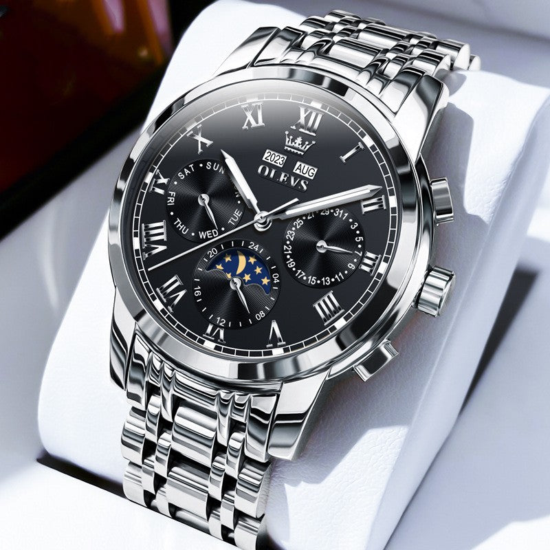 Moon Phase Automatic Mechanical Watch - Multifunctional Waterproof Timepiece