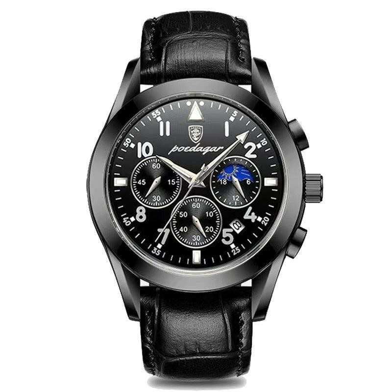 Multifunction Moon Phase Watch - 41mm Waterproof Chronograph Luminous