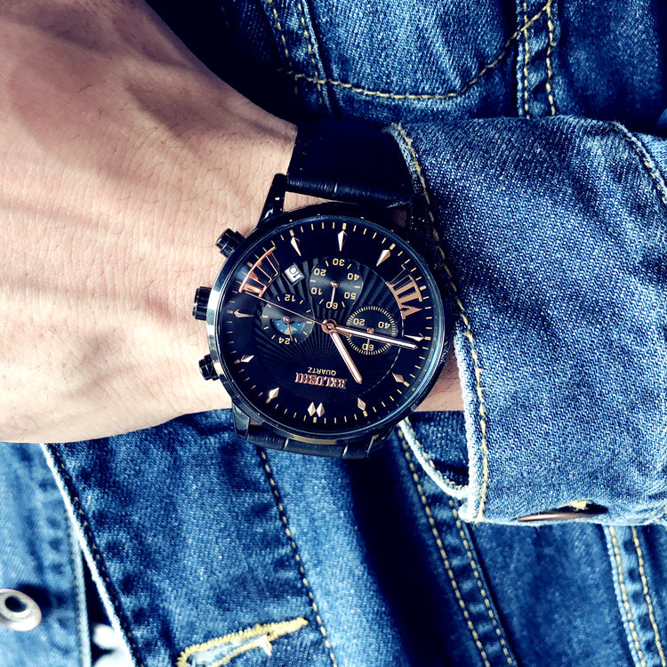 Multifunctional Quartz Watch - 40.5mm with 24-Hour, Calendar, Luminous, Chronograph