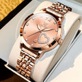 Fashion Waterproof Women's Quartz Watch - Rose Gold Steel Timepiece