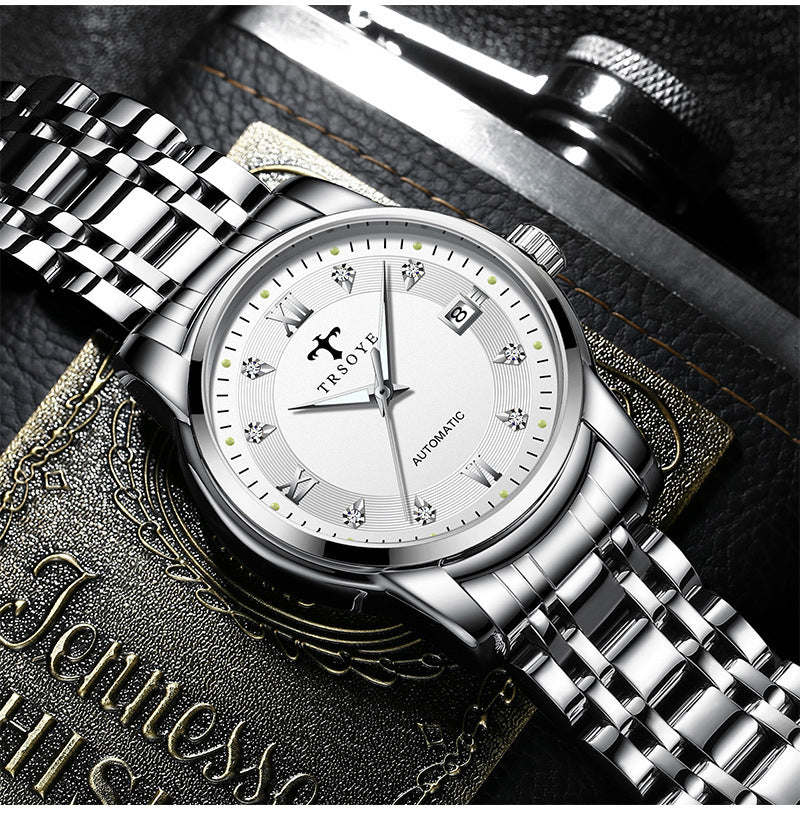 Business Luminous Automatic Mechanical Watch - 40mm Transparent Case Back