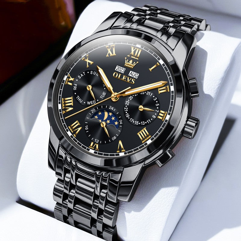 Moon Phase Automatic Mechanical Watch - Multifunctional Waterproof Timepiece