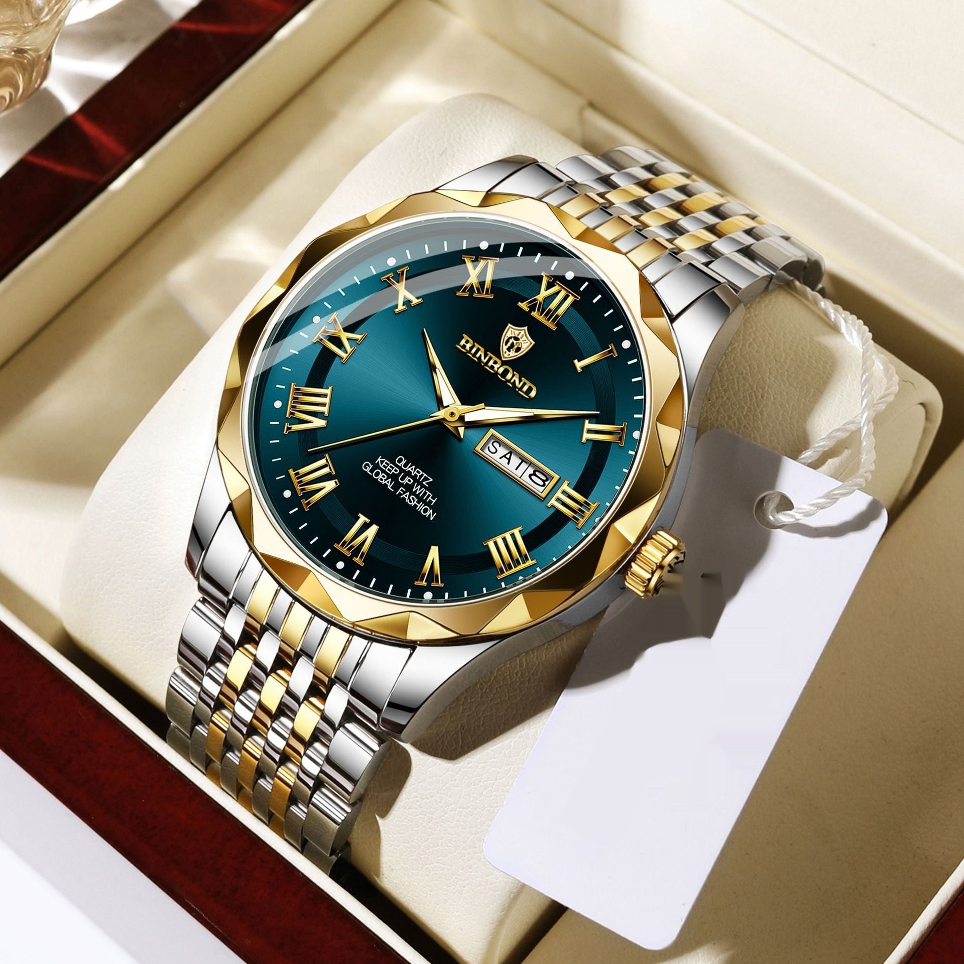 Executive Day-Date Calendar Watch - Waterproof Business Quartz