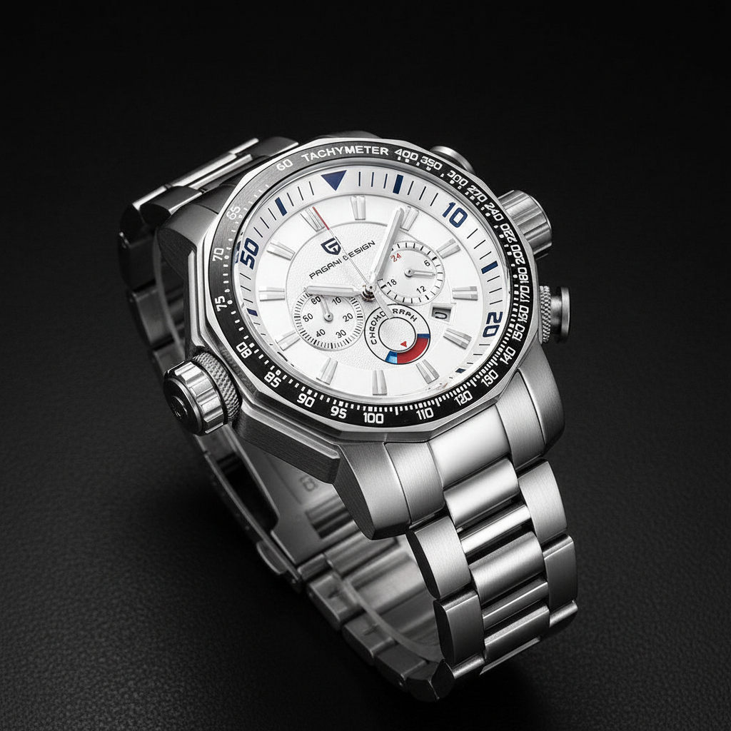 PAGANI DESIGN multifunction quartz watch with world time and chronograph