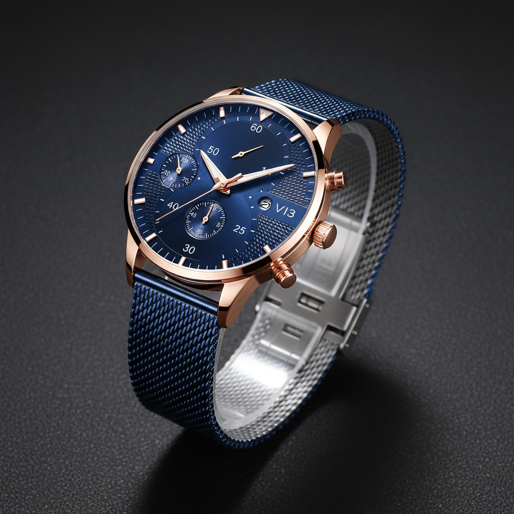 Men's waterproof quartz watch with commanding 45mm dial