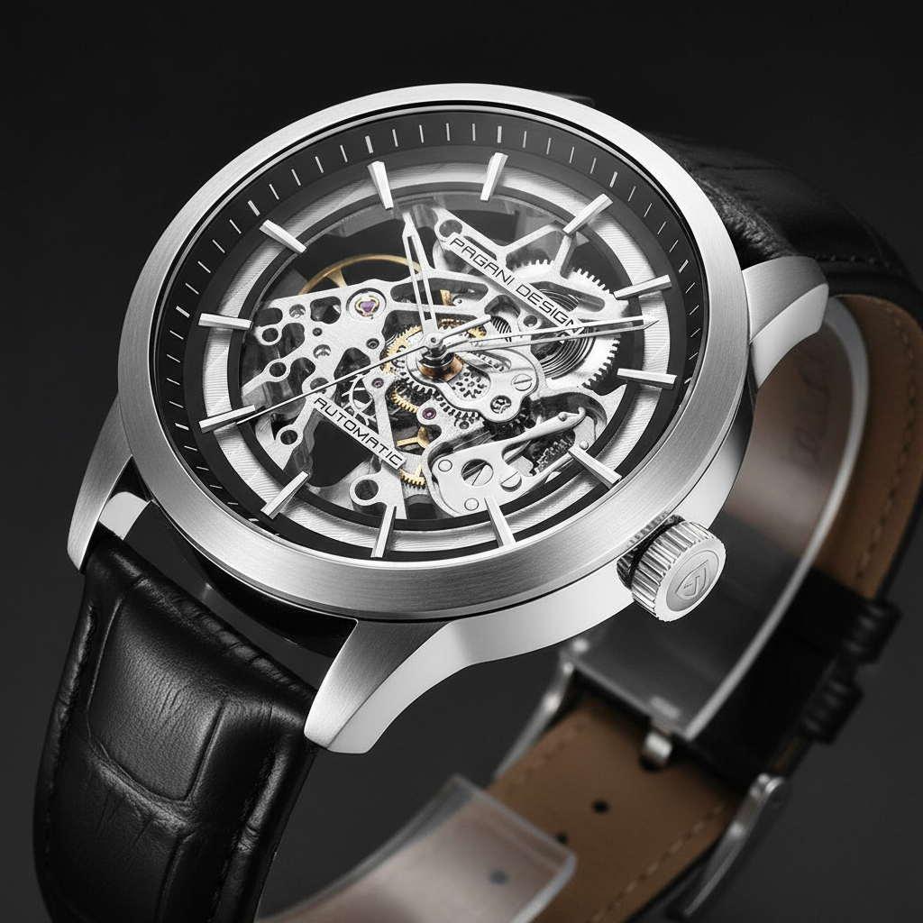PAGANI DESIGN PD-1638 mechanical watch with leather strap