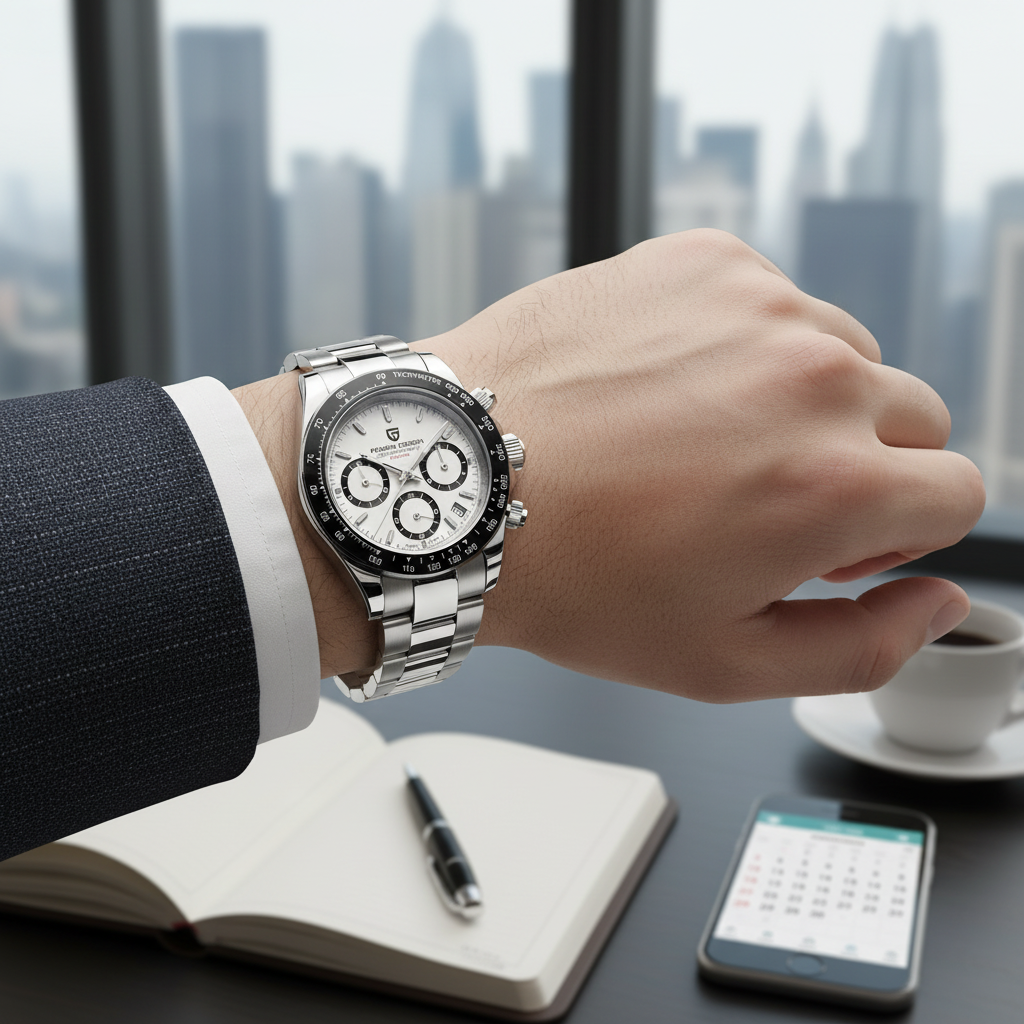 Lifestyle shot of PAGANI multifunctional watch in use