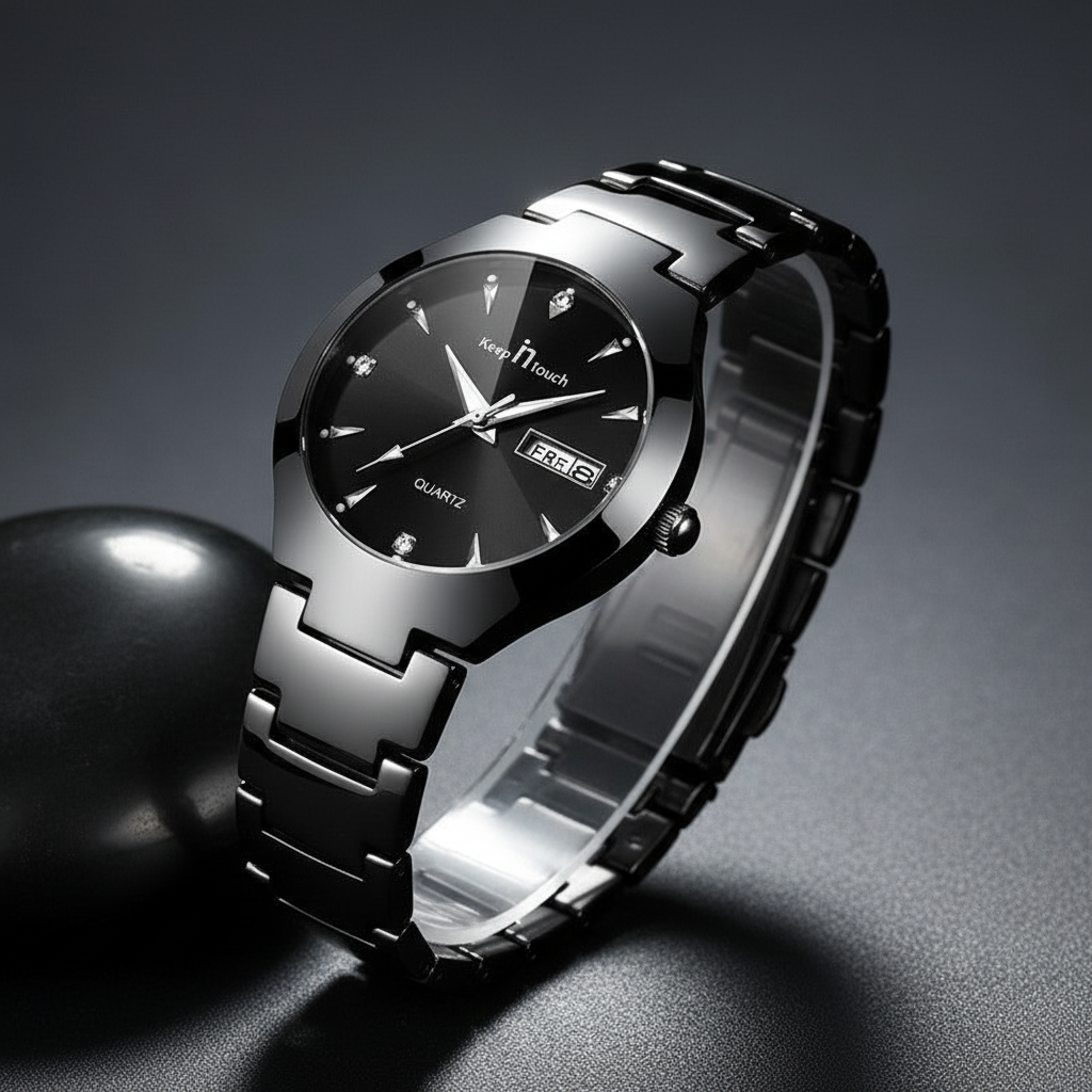 Luminous couple watch set with matching his and hers quartz timepieces